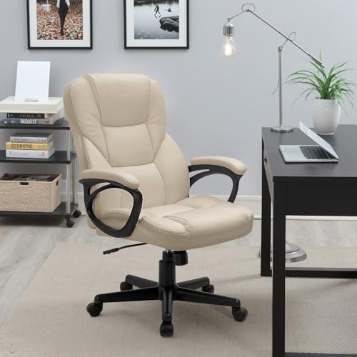 Office Executive Chair High Back Adjustable Swivel PU Leather with Lumbar Support I3854