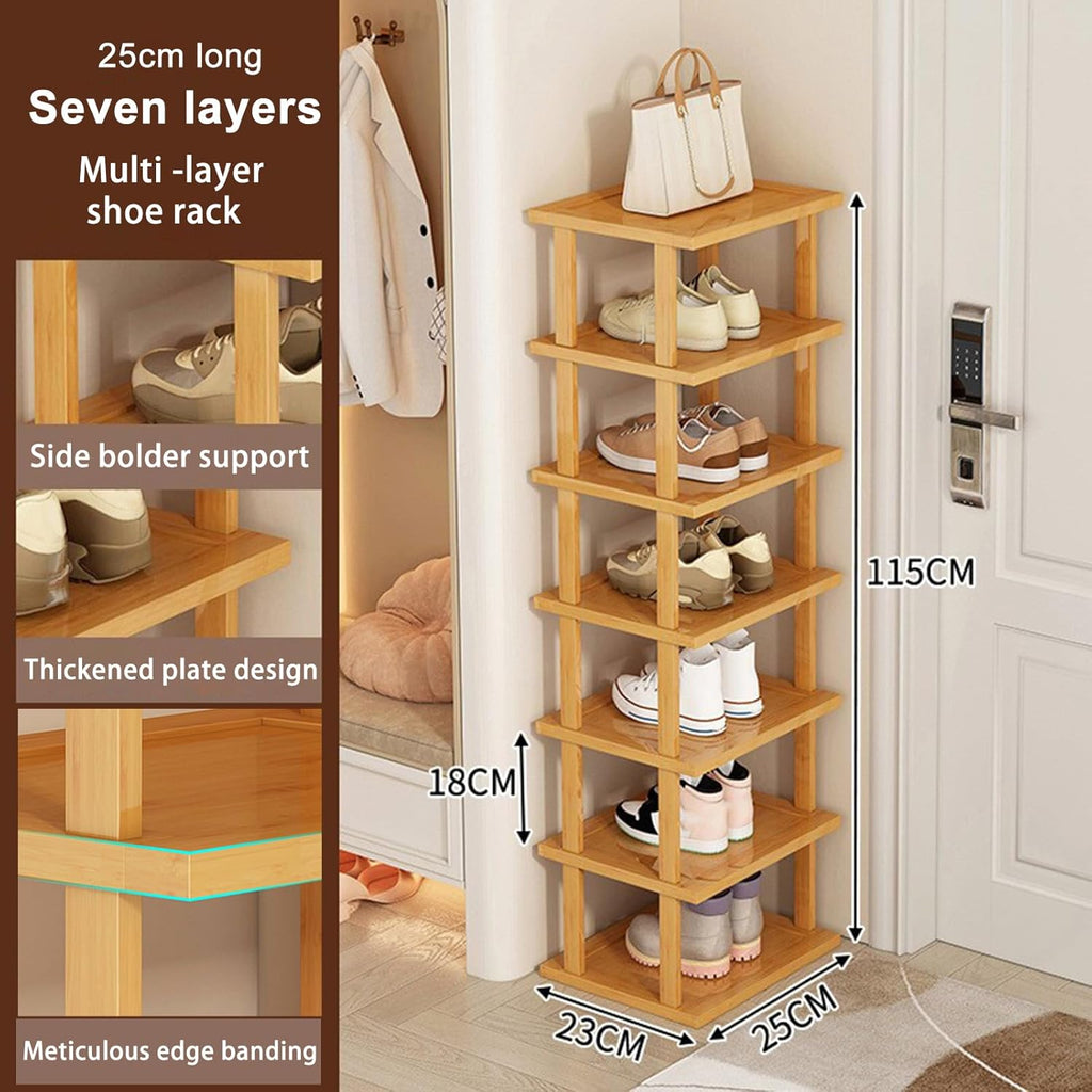 Bamboo Shoe Rack 7-Tier Storage Organizer for Entryway E6233