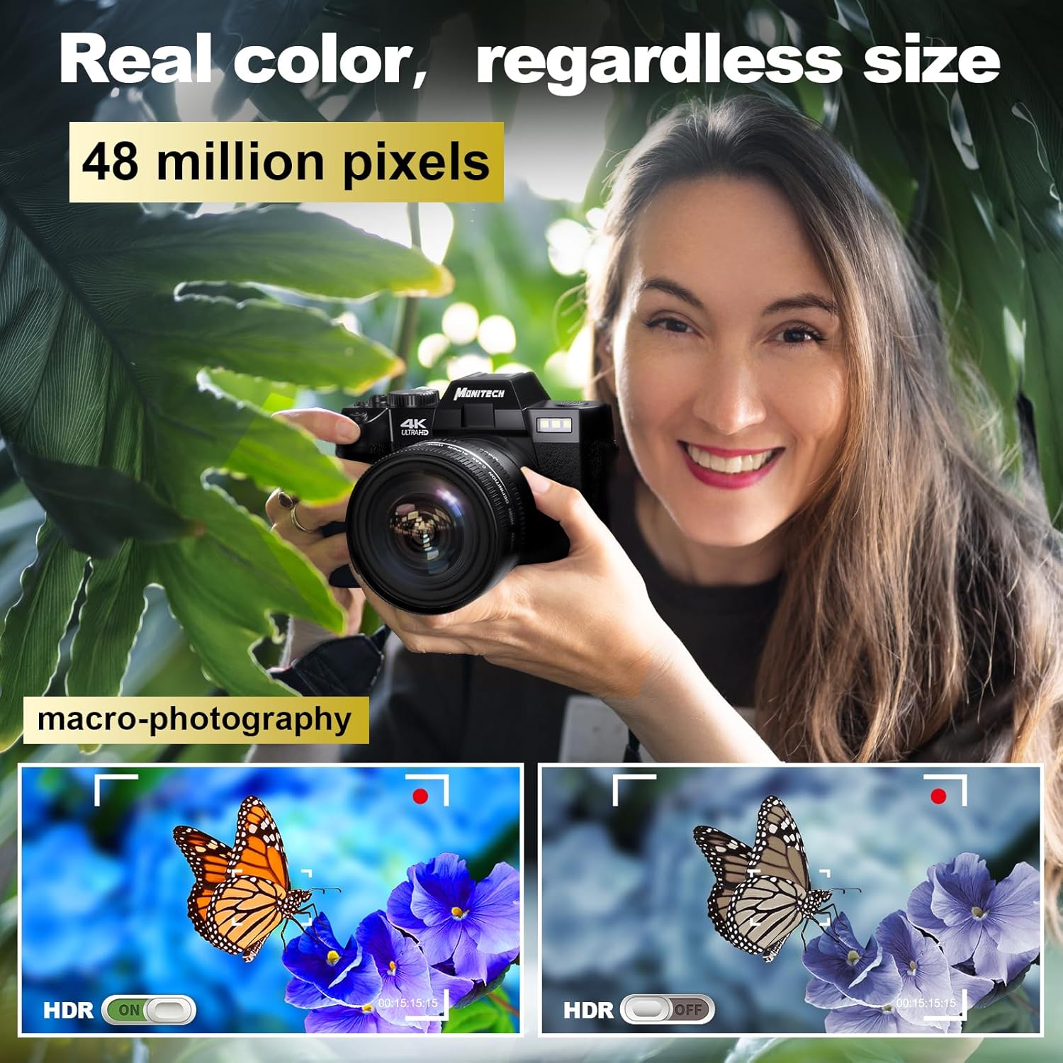 4K Digital Camera for Photography, 48MP Vlogging Camera with Flip Screen, 16X Zoom, Autofocus Q392083