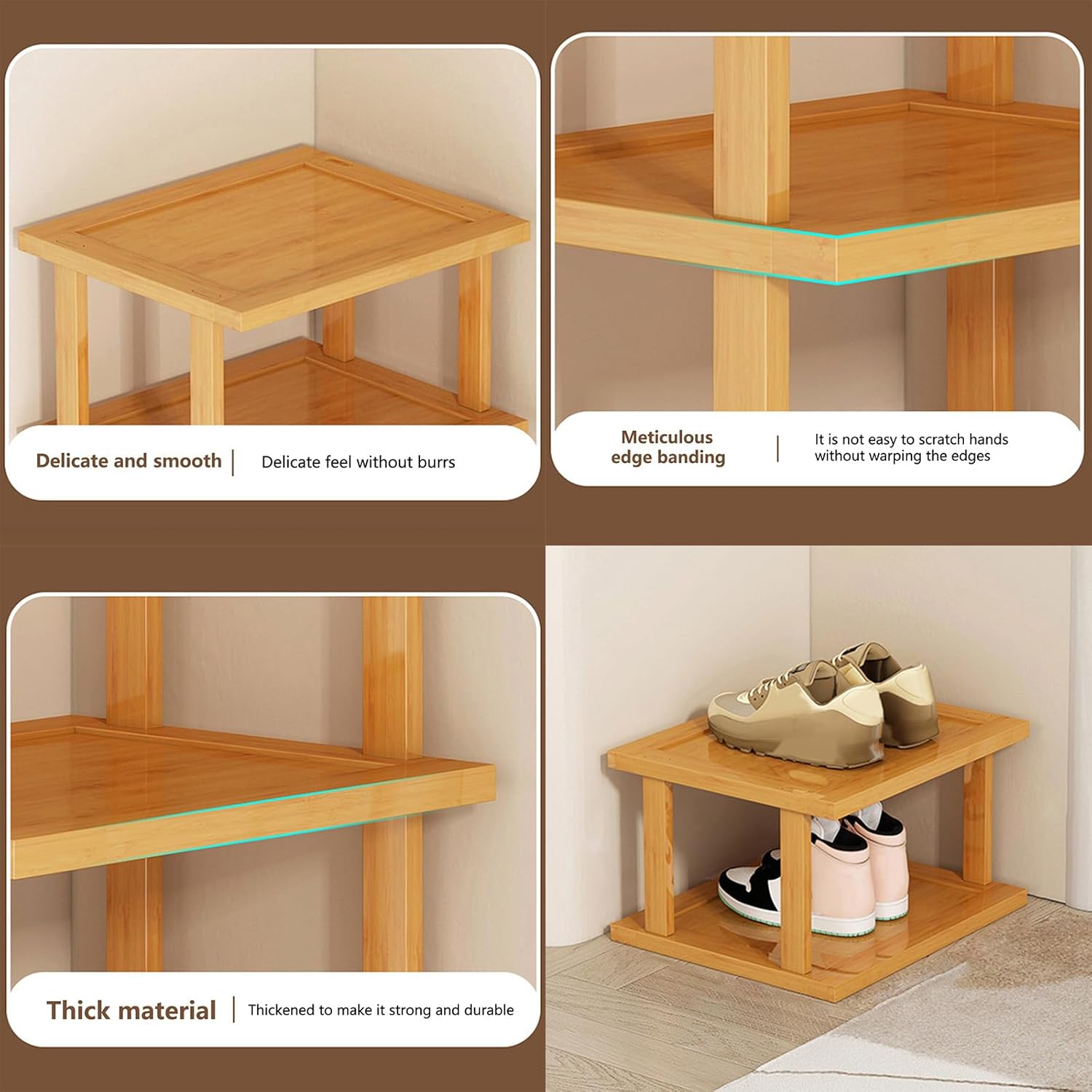Bamboo Shoe Rack 7-Tier Storage Organizer for Entryway E6233