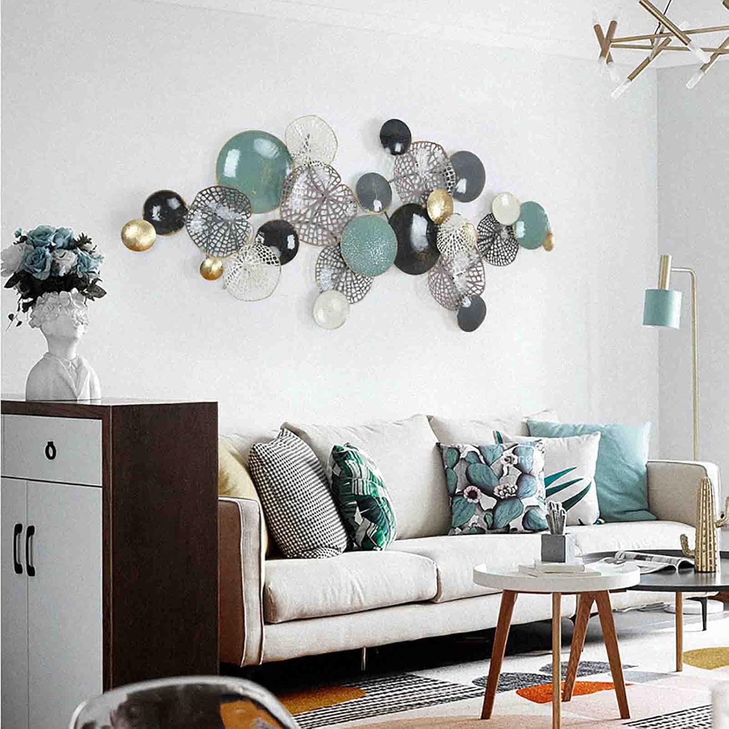 3D Metal Wall Art Décor, Retro Abstract Openwork Wall Sculptures for Living Room W812591