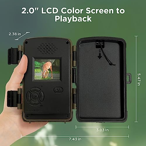 Trail Camera, 2K 36MP Wildlife Camera with Night Vision and Motion Sensor V275
