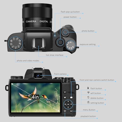 4K 64MP WiFi Touch Screen Vlogging Camera with Flash and 32GB SD Card X958972