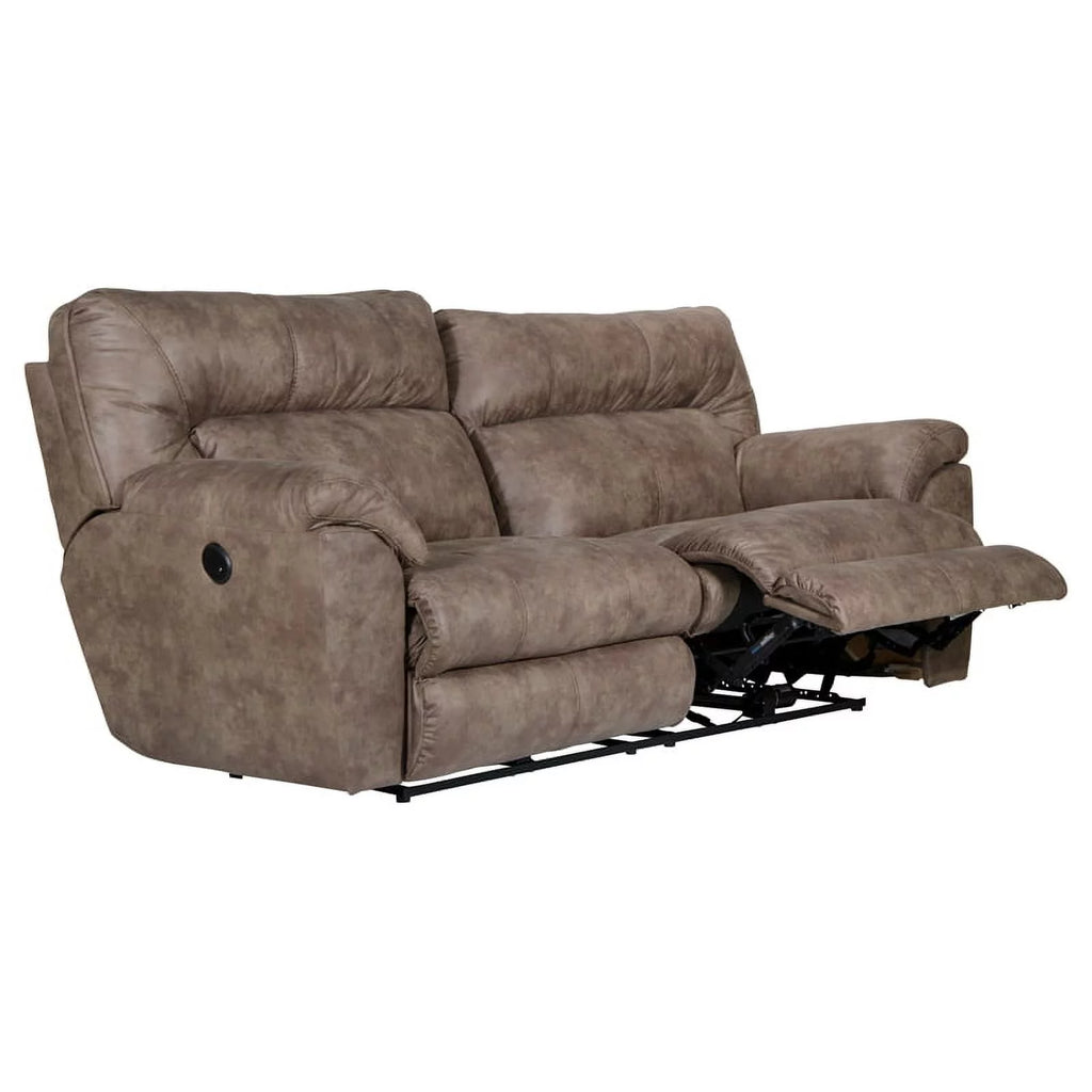 Power Reclining Sofa in Brown Polyester Fabric E4367