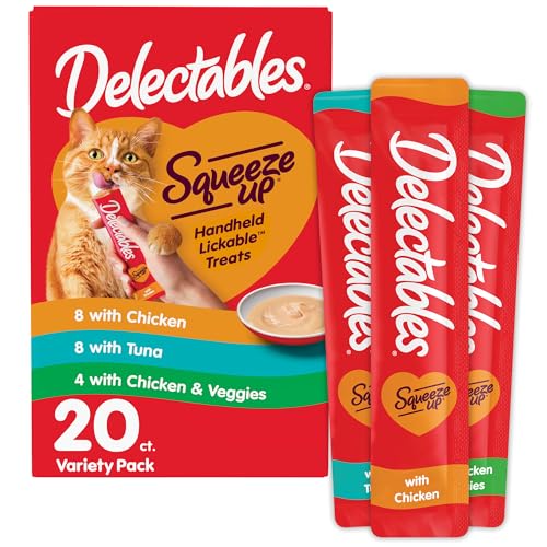 Handheld Lickable Treats for Cats, Chicken and Tuna Salmon, 54 Count A909