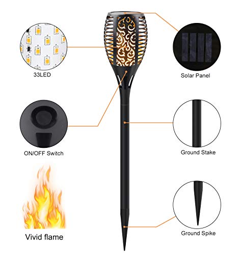 Solar Torch Lights with Flickering Flame, Auto On/Off, Waterproof for Patio, 8 Pack Y3235