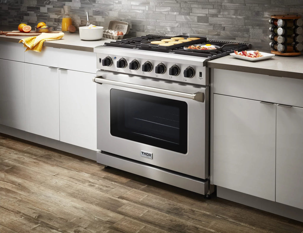 36-Inch Gas Range, 6 Burners, Stainless Steel A6518