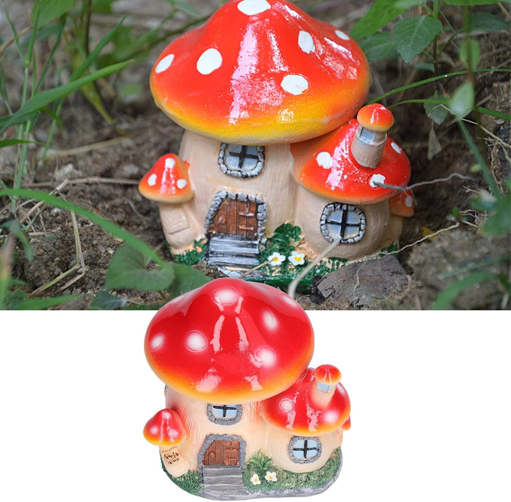 Mushroom House Sculpture Resin Fairy Garden Decor L426