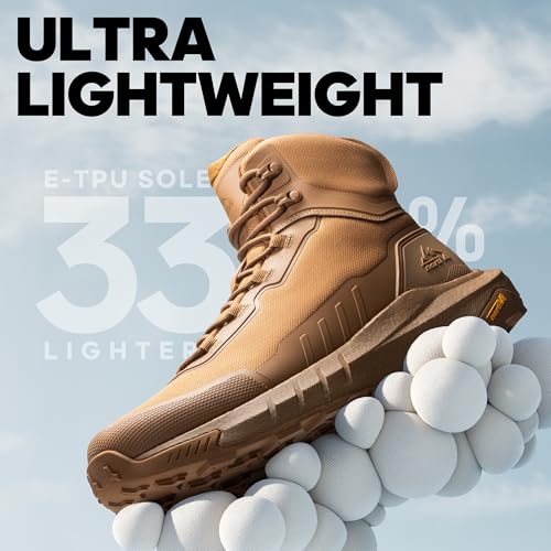 Men's Tactical Hiking Boots Lightweight Cushion Sole Side Zipper 8 Inches C799