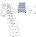 Attic Ladder Telescopic Ladder, 12 Steps Wall Mounted Folding Stairs Pull Down Loft Ladder Heavy Duty Al-Mg Alloy Attic Access Ladder 9.5-10FT Height with Armrests, 882LB Load Capacity