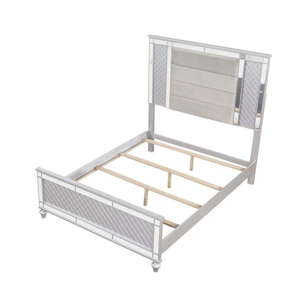 King Bed Silver Champagne with Mirror C721