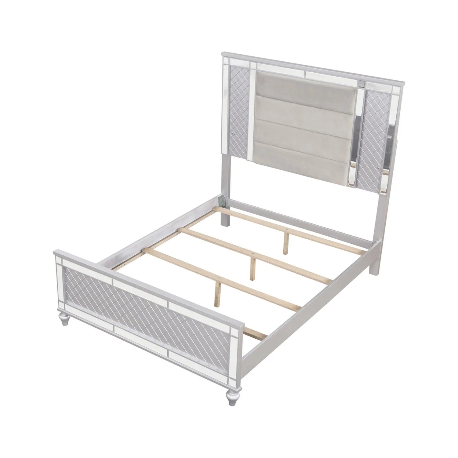King Bed Silver Champagne with Mirror C721