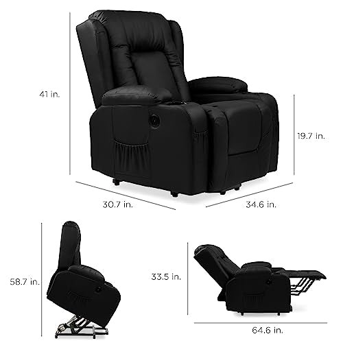 Electric Power Lift Recliner Massage Chair with Heat and USB Port, Brown M560374