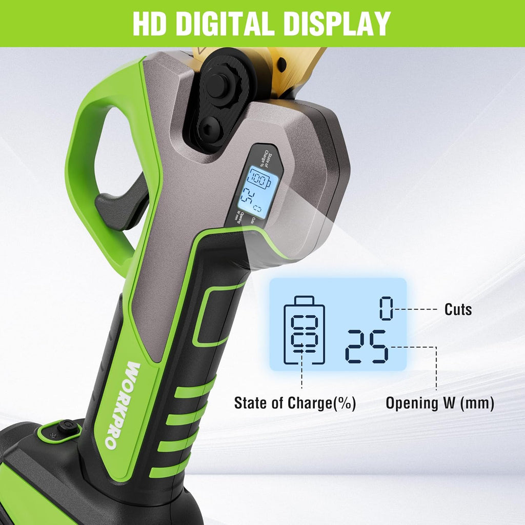 Electric Pruning Shears, Cordless Tree Pruner with 2 Batteries and Charger A26029
