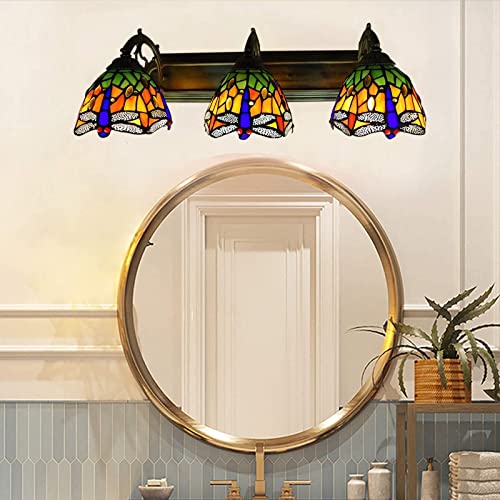 Tiffany Victorian Wall Sconce, 3-Light Stained Glass Vanity Light S648539