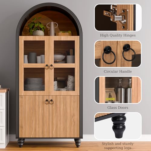 Kitchen Pantry Cabinet with 4 Doors and 1 Drawer, Freestanding Storage Cupboard L190261
