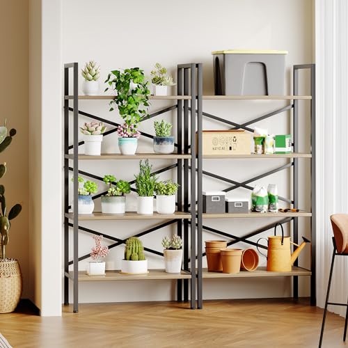 3 Tier Industrial Bookcase, Rustic Etagere Bookshelf for Living Room U5786