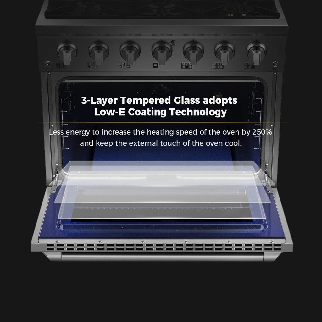 36 in. 5.2 cu. ft. Slide-In Single Oven Gas Range with 6 Sealed Burners, Stainless Steel K6199