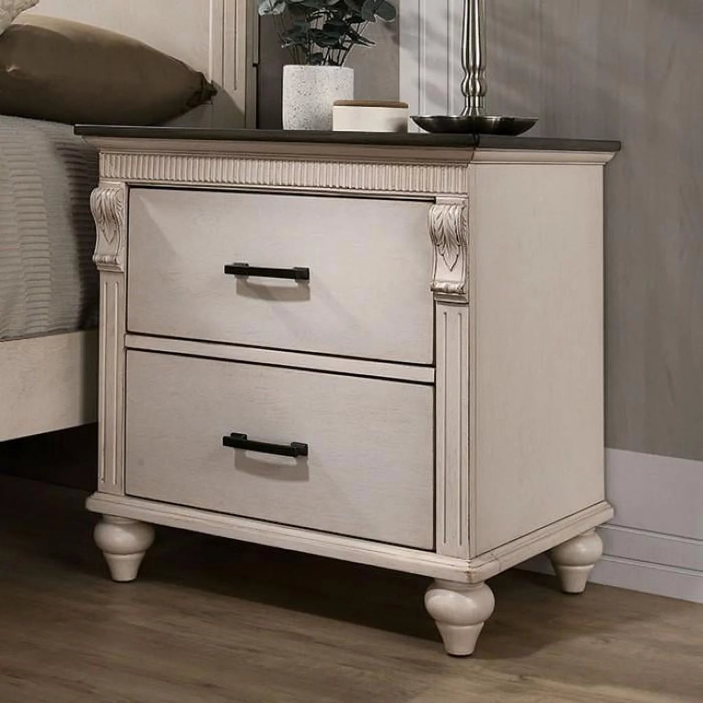 Antique White Solid Wood Queen Bedroom Set 6pcs P706521