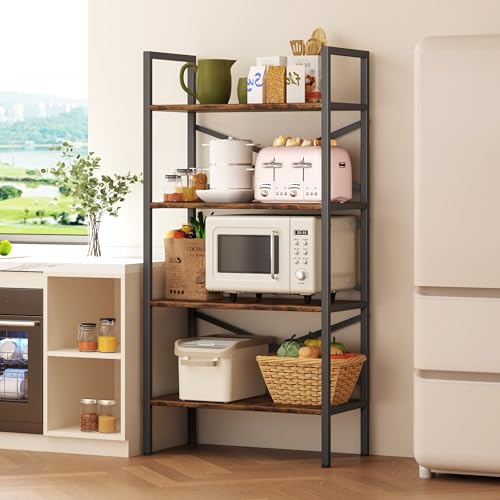 3 Tier Industrial Bookcase, Rustic Etagere Bookshelf for Living Room U5786