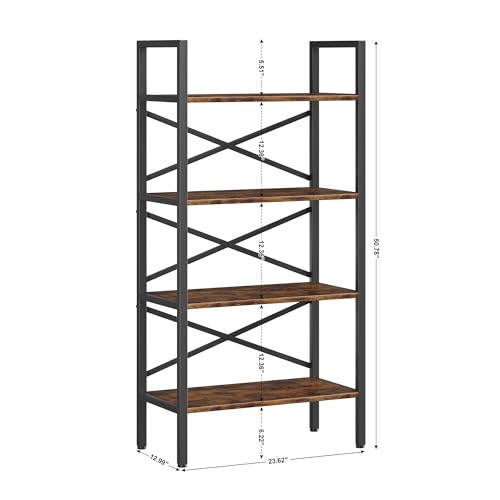 3 Tier Industrial Bookcase, Rustic Etagere Bookshelf for Living Room U5786