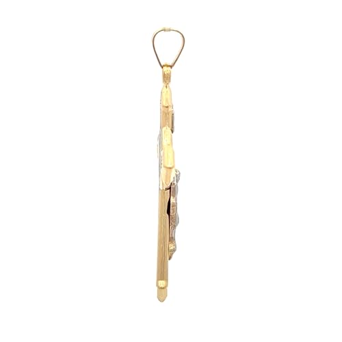 14k Two Tone Gold Saint Benedict INRI Crucifix Cross Reversible Pendant F6031