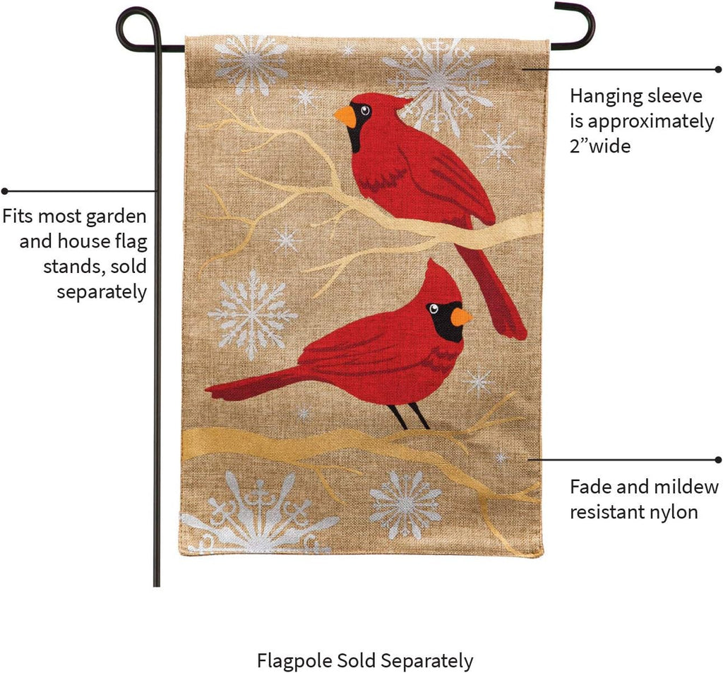Burlap Feathers and Snow Garden Flag, 12.5 x 18 inches B6034