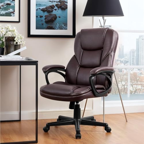 Office Executive Chair High Back Adjustable Swivel PU Leather with Lumbar Support I3854