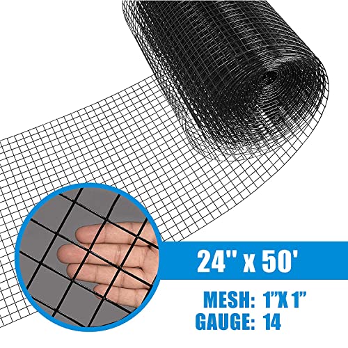 Black Vinyl Coated Welded Wire Mesh, 1 Inch x 1 Inch Grid, 48 Inch x 50 ft. L158784