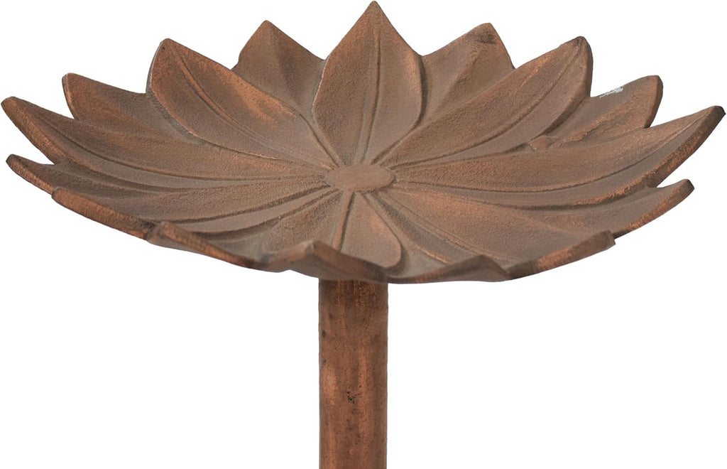 Copper Patina Metal Bird Bath with UV-Resistant Finish O8329