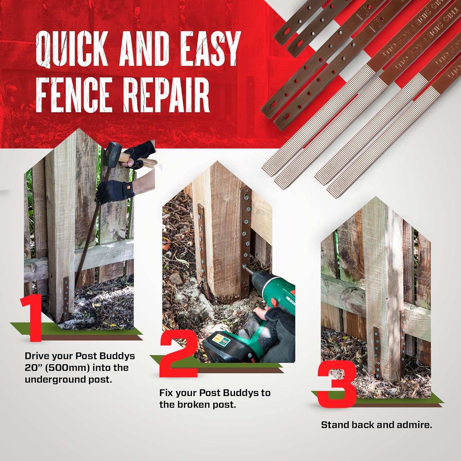 Wood Post Repair Kit for 4 Broken Posts, 8 Pack M684