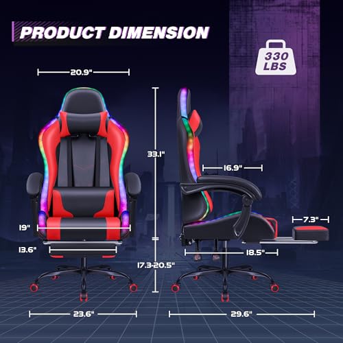 Gaming Chair with Footrest and Massage Lumbar Support J131131