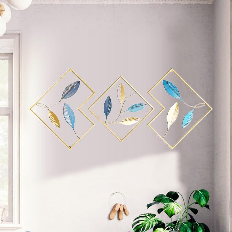 Iron Wall Sculptures Set of 3 Metal Wall Art Decor for Bedroom Living Room Home Office U3108