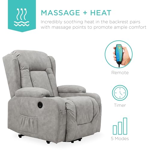 Electric Power Lift Recliner Massage Chair with Heat and USB Port, Brown M560374