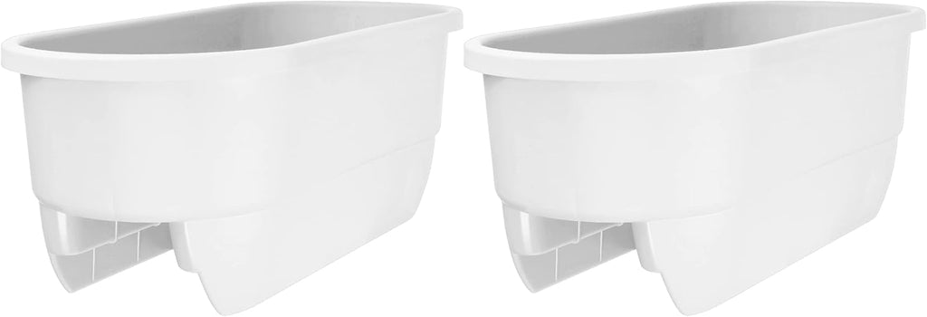 Apollo Exports International 24" Dual Deck Railing Planter, White (Set of 2)