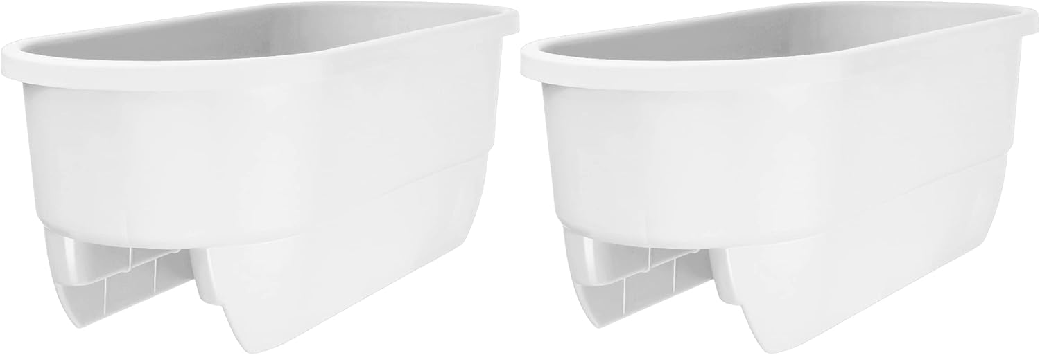 Apollo Exports International 24" Dual Deck Railing Planter, White (Set of 2)