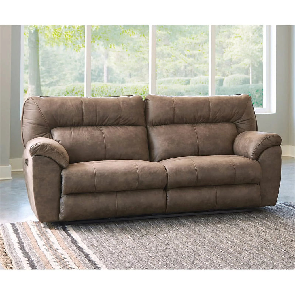 Power Reclining Sofa in Brown Polyester Fabric E4367