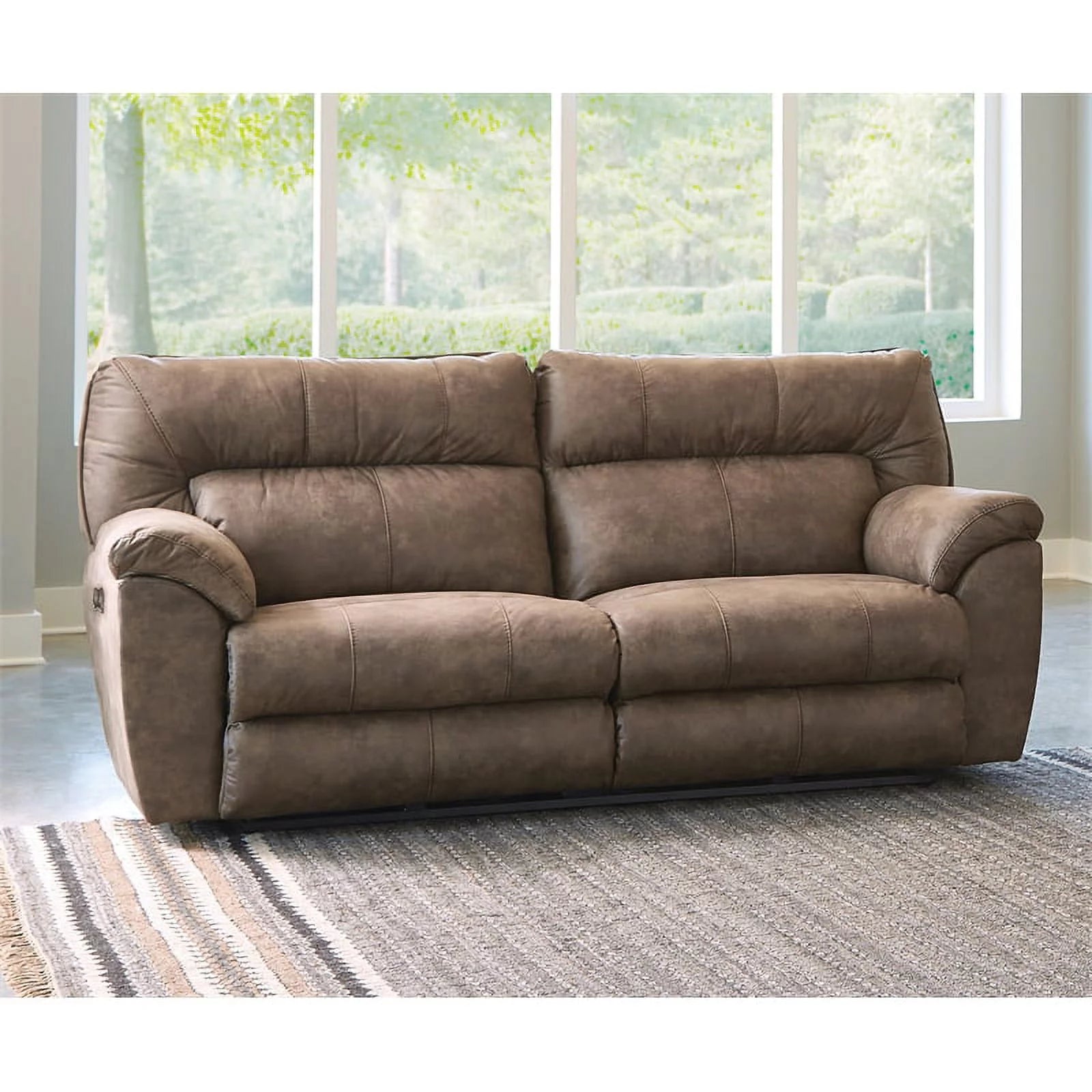 Power Reclining Sofa in Brown Polyester Fabric E4367