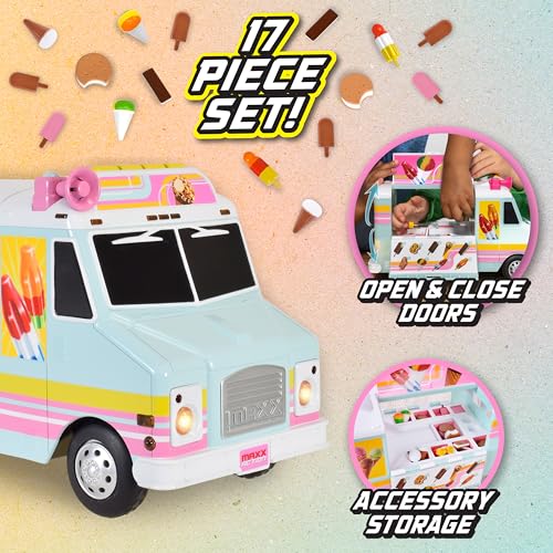 Ice Cream Food Truck Toy with Lights and Sound, 16 Pieces M1923