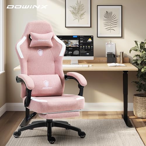 Fabric Gaming Chair with Pocket Spring Cushion and Footrest V343974