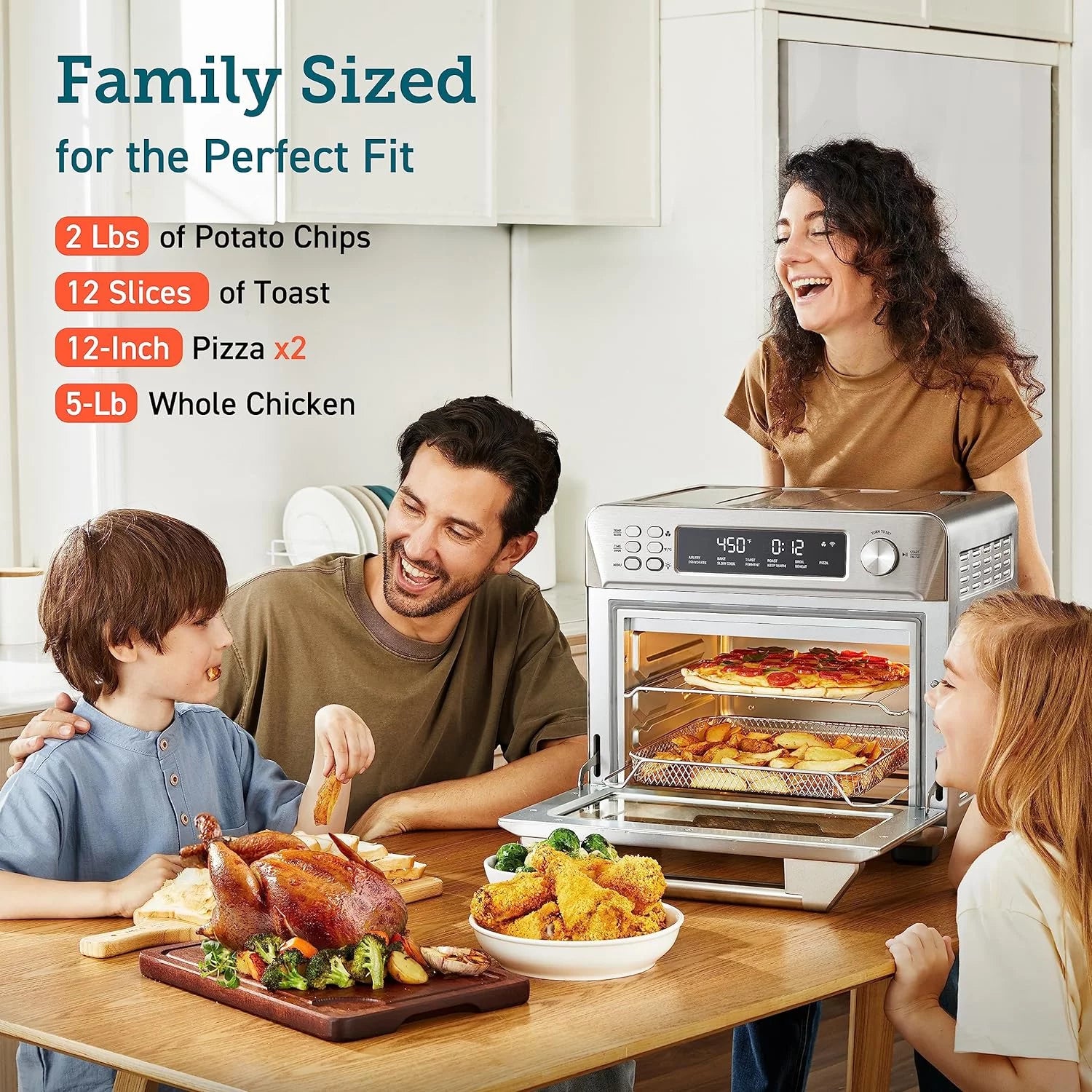 Air Fryer Toaster Oven Combo with Rotisserie and Dehydrator, 30L, Silver F21241
