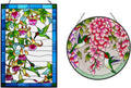 VEWOGARDEN W10xH15 inch + Round Hummingbird Stained Glass Window Hangings Colorful Suncatcher Panel with Chain