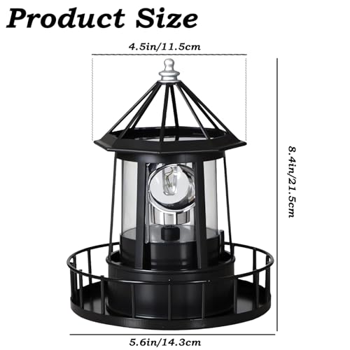 Solar Lighthouse Rotating Light, IP65 Waterproof for Patio Garden Decor H598474