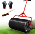 Compost Spreader Peat Moss Spreader for Lawn, 24 Inch Compost Roller Spreader with Adjustable T-Shaped Handle,Upgraded Side Clasps, Durable Lightweight Metal Roller, Lawn Garden Yard Care (Black)