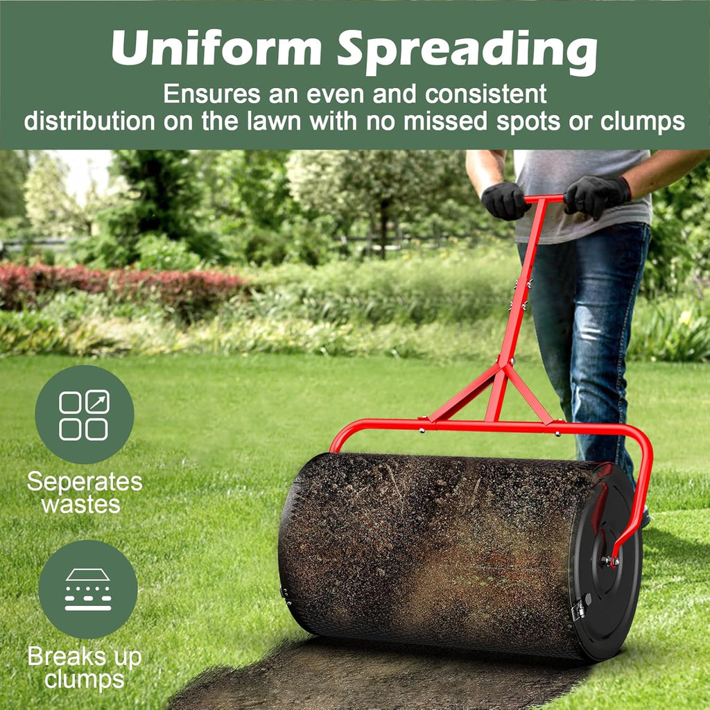 Compost Spreader for Lawn, 24 Inch Roller with Adjustable Handle Z117508