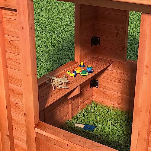 Outdoor Wood Playhouse for Kids Ages 3-6 with Door and Windows K869699
