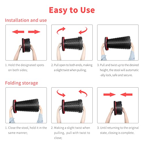 Portable Collapsible Telescoping Stool Lightweight Retractable Folding Stool for Camping Fishing Hiking Travel BBQ J58996