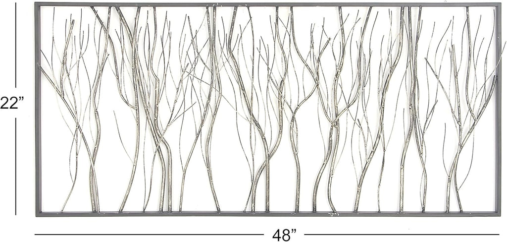 Metal Tree Wall Decor with Black Frame, 48 x 22 Inches O652529
