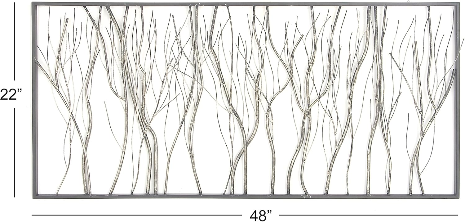 Metal Tree Wall Decor with Black Frame, 48 x 22 Inches O652529