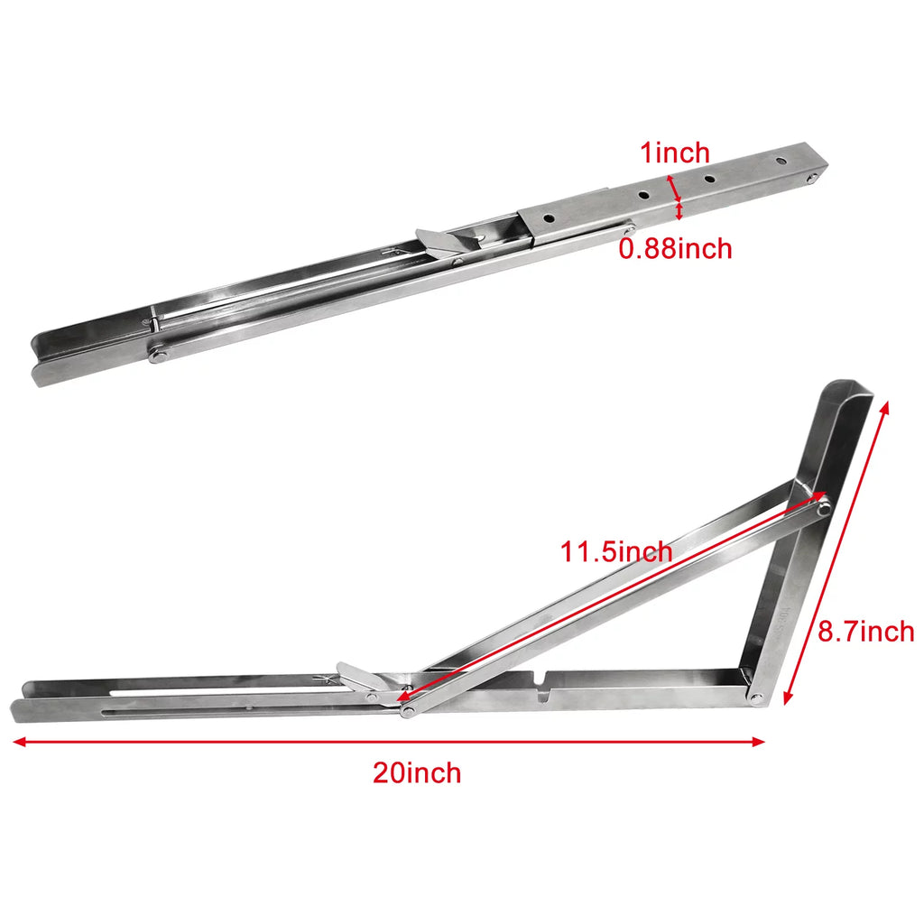 20" Folding Shelf Brackets, Heavy Duty Stainless Steel, Wall Mounted, Pack of 2 J40773
